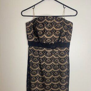 Donna Morgan - Black Lace Strapless Cocktail Dress - S